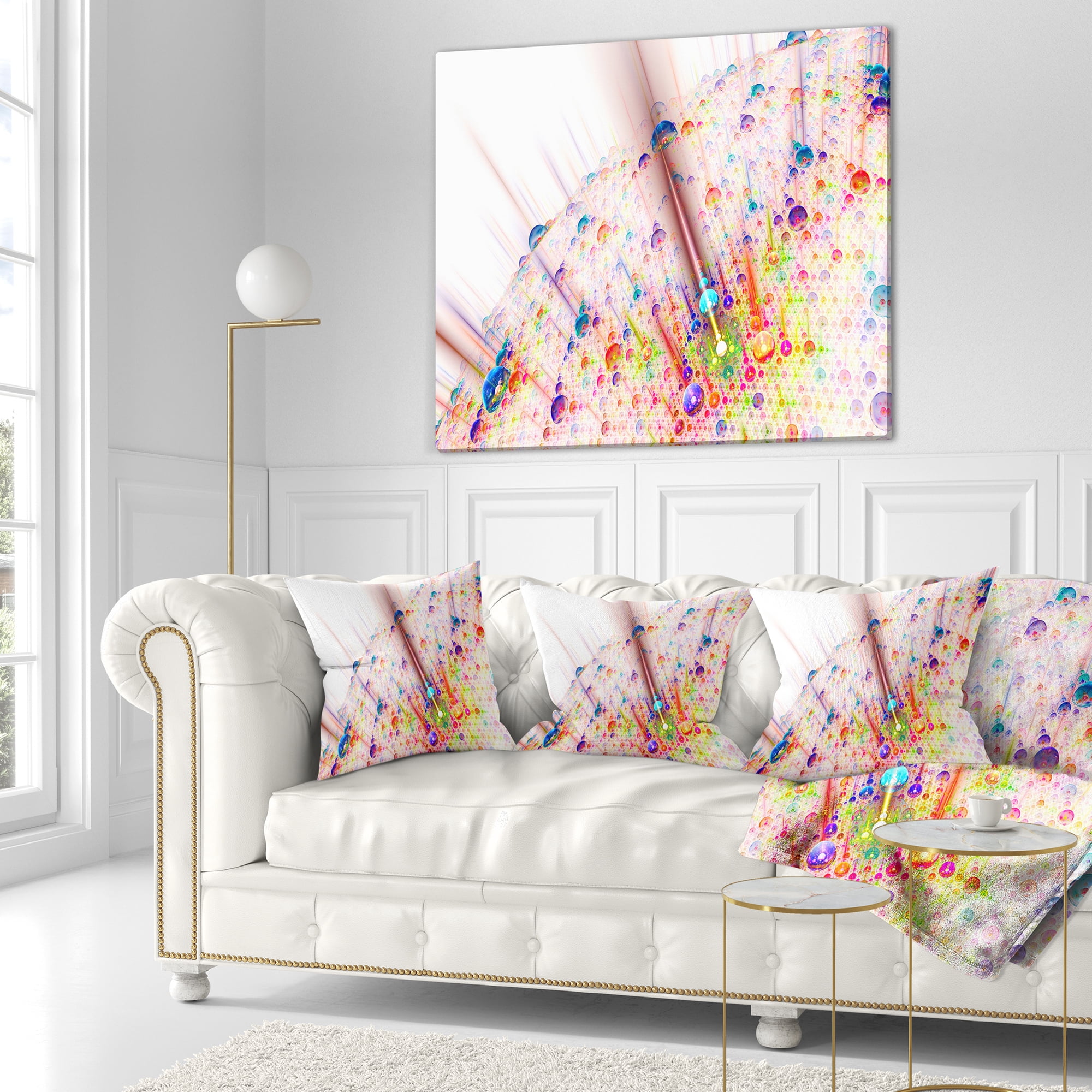 Designart Red Blue Solar Bubbles Planet - Abstract Throw Pillow - 16x16