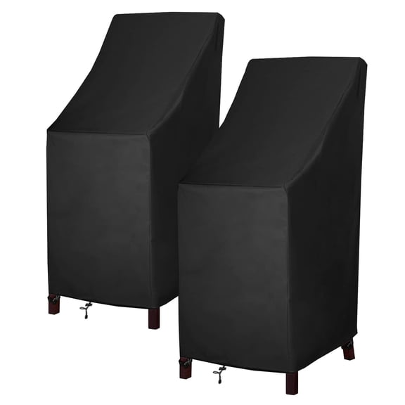 Stackable Patio Chair Covers,High Back Outdoor Chair Covers,600D Heavy Duty Waterproof Lawn Outside Barstool Furniture Covers,Fits for 4-6 Stackable Dining Chairs,27"W x 27"D x 49"H,2 Pack
