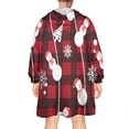 thumbnail image 2 of Wearable Oversized Blanket,Red Christmas Snowman Pattern Wearable Blanket Hoodie for Adults,Cozy Hooded Blankets with Super Pockets,Super Warm Fuzzy Pullover for Women & Men, 2 of 6