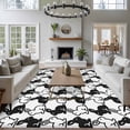 thumbnail image 3 of Easter Rabbits Area Rugs 8'x10', Washable Small Throw Rugs for Living Room Patio, Cute Bunny Cartoon Animals Black White Indoor Outdoor Rug Non-Slip Low Pile Carpet Runner Reversible Floor Mats, 3 of 8
