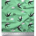 thumbnail image 1 of Soimoi Green Cotton Cambric Fabric Text,Clouds & Crow Bird Decor Fabric Printed Yard 42 Inch Wide, 1 of 1