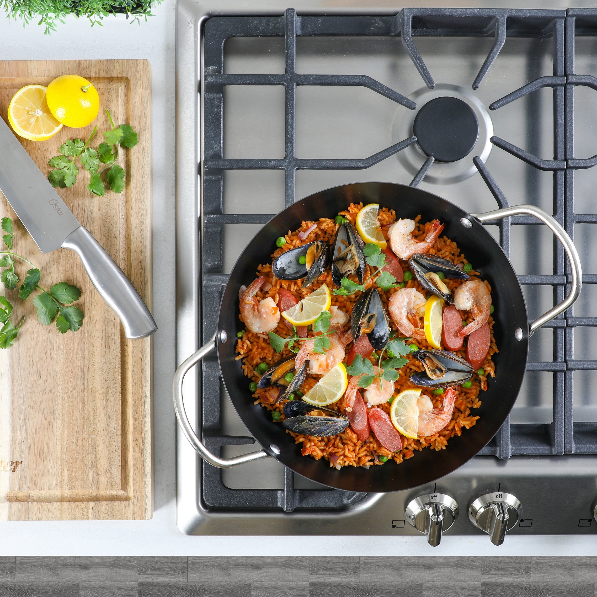 (2 pack) Oster Smithfire 11-inch Carbon Steel Paella Fry Pan