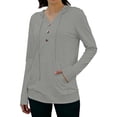 thumbnail image 6 of Women's UPF 50+ Sun Protection Jacket Hooded Women's Sports V-neck Sun Protection Hooded Solid Color Front Decorated Button Long Sleeve Top, 6 of 7