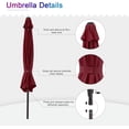 thumbnail image 6 of Simenmax 9ft Patio Umbrella, Outdoor Table Umbrella of 9-Feet with 8 Ribs and Push Button Tilt and Crank, Red, 6 of 7