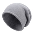 thumbnail image 2 of Opvise Women Fashion Winter Hat Knitted Elastic Thick Warm Soft Cold Resistant No Brim Beanie Baggy Solid Color Lady Cap Grey, 2 of 8