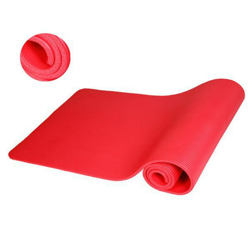 Tebru 8mm Thickened NBR Pure Color Antiskid Yoga Mat 183x61x0.8cm Red