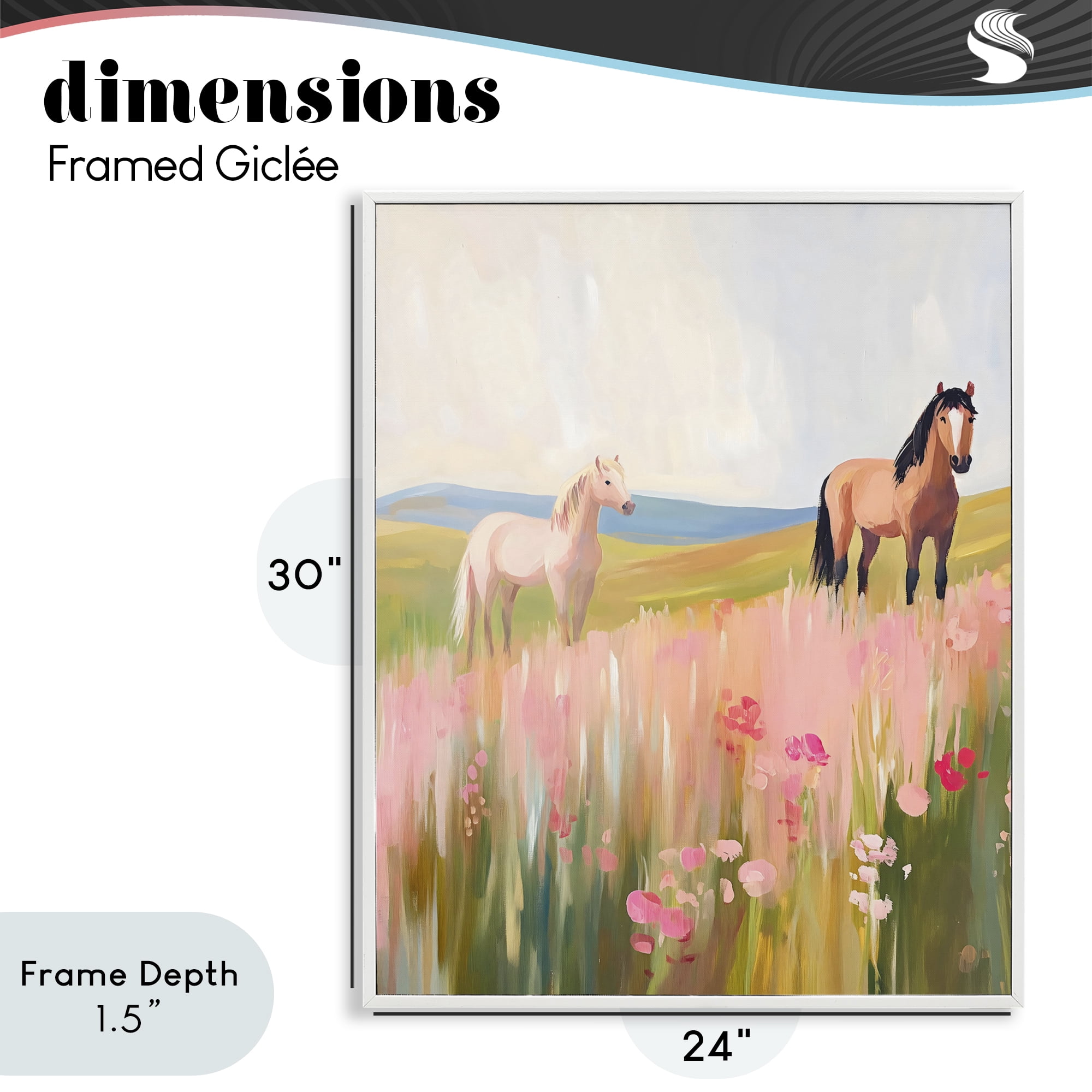 Stupell Industries Wild Horses in Pink Meadow White Framed Giclee Art, design by The Prints Vibe