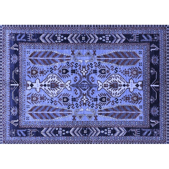 Ahgly Company Indoor Rectangle Oriental Blue Industrial Area Rugs, 4' x 6'