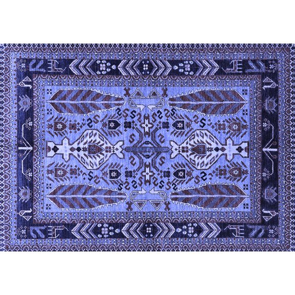 Ahgly Company Indoor Rectangle Oriental Blue Industrial Area Rugs, 2' x 5'