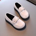 thumbnail image 2 of Fesfesfes Girls' Formal Leather Dress Shoes Soft Soled Princess Flats for Holiday and Wedding Breathable Round Toe Design(White,3-3.5Years), 2 of 4