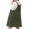 thumbnail image 4 of DARING DIVA Women's Plus Corduroy Pinafore Dress Pleated Skirt 1X Army Green, 4 of 7