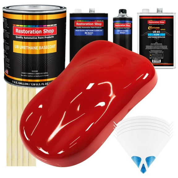 RALLY Red SLOW 1 Gallon Auto Car Paint Kit URETHANE BASECOAT Clearcoat