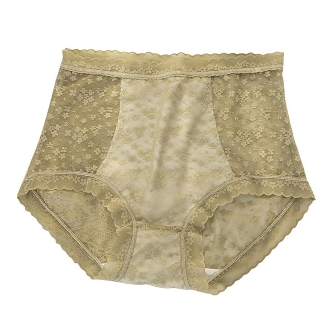 Gibobby Calzoncillos para mujeres sexy Bragas de cintura alta de talla grande para mujer, bragas de encaje con y cadera de algodón para mujer(C,XL)