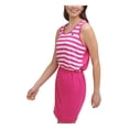 thumbnail image 3 of TOMMY HILFIGER SPORT Womens Pink Stretch Embroidered Baby Terry Cinched Elastic Waist Striped Sleeveless Scoop Neck Short Sheath Dress M, 3 of 5