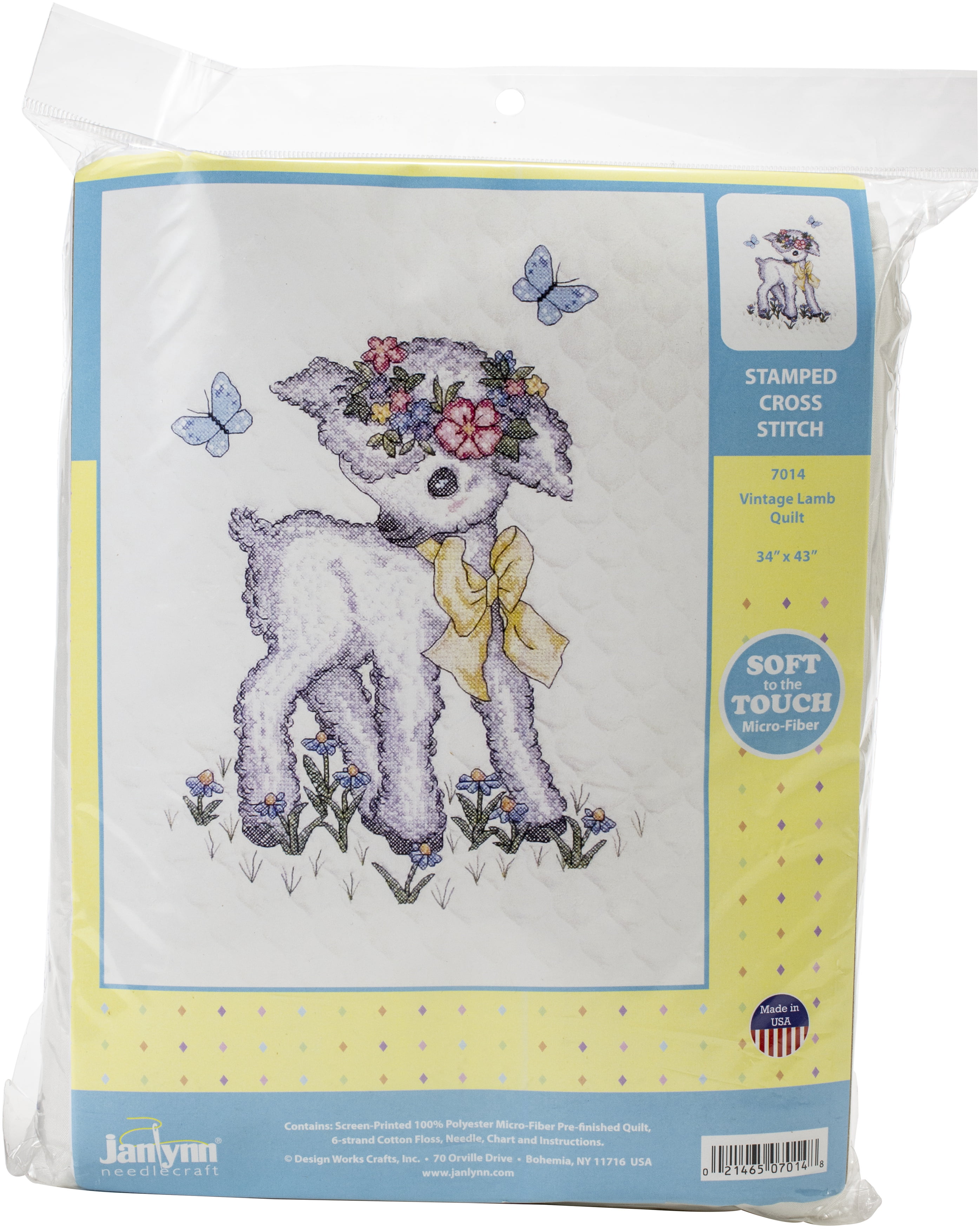 Janlynn Stamped Cross Stitch Kit 34"X43"-Lamb Quilt