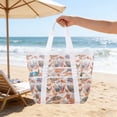 thumbnail image 4 of Bolso de playa de malla de nailon para viajes y compras | Organizador de almacenamiento transparente y transpirable para el hogar, la oficina y la piscina | Bolsa multiusos para ropa, 4 of 6