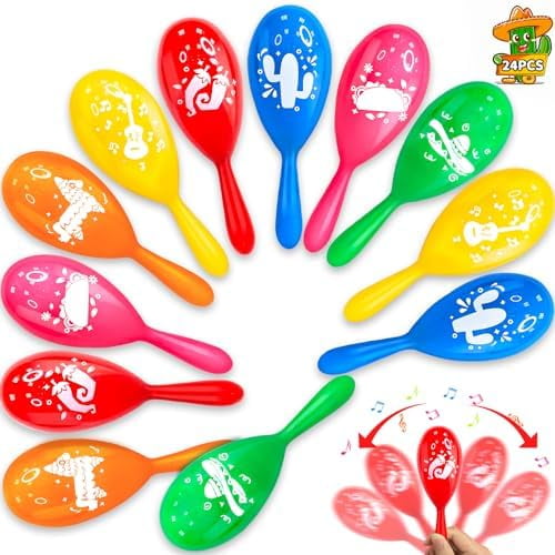 WHZL2025 Colorful Maracas 24 Pack Musical Instrument Noisemaker Toys