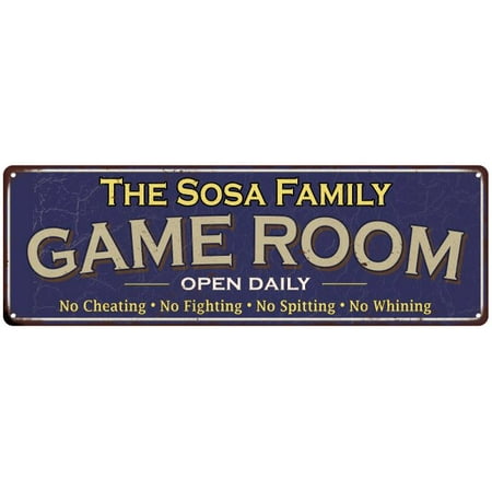 The Best Family Game Room Blue Vintage Look Metal 6x18 Sign Family Name (Best Looking N64 Game)