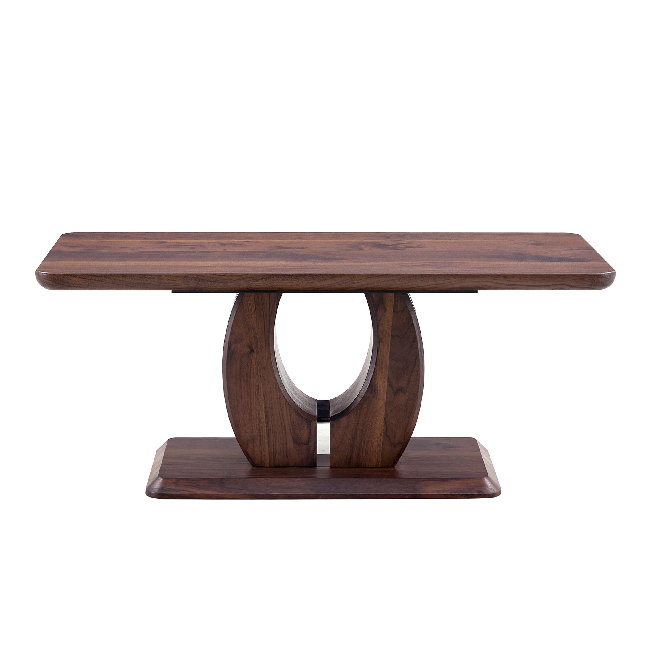 Noble House Minimalist Rectangular Coffee Table, Texture MDF with Silver Trim, Modern Design for Livign Room, Walnut