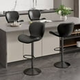 thumbnail image 2 of Hawsaiy Modern Swivel Bar Stools Set of 2, PU Leather Bar Chairs with Back & Footrest, Adjustable Height 22.2"-31" for Kitchen Island,Black, 2 of 8