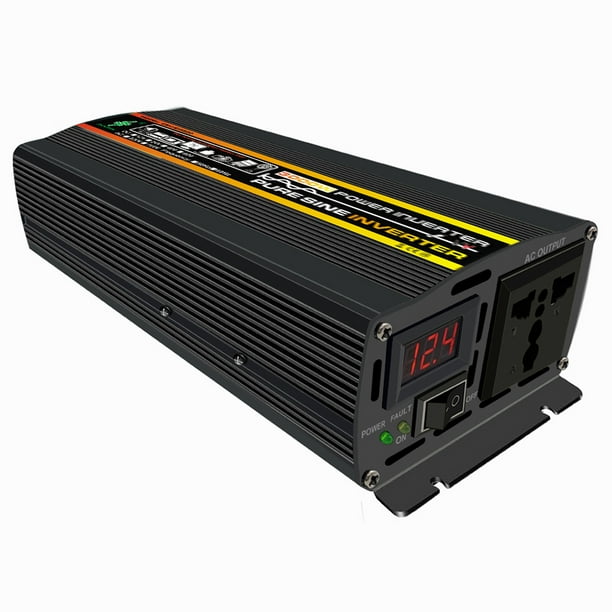 Inversor de coche Pantalla de voltaje LED Inversor de corriente con ventilador silencioso Sywqhk Accesorios para autos y motos