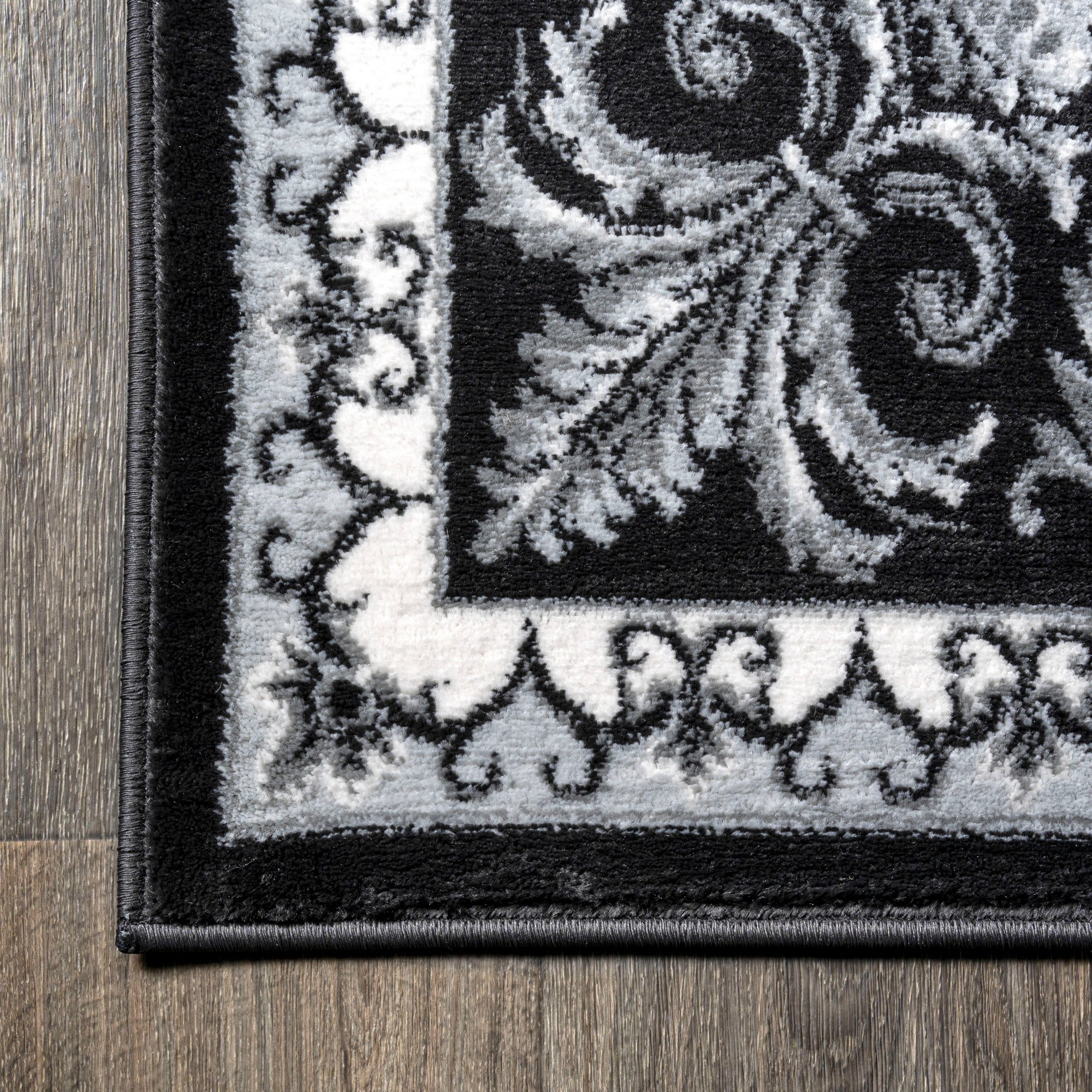 JONATHAN Y MODERN PERSIAN 2 x 8 Runner Rug, Acanthus French Border - Black/Gray, MDP504A-28