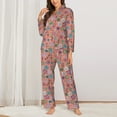 thumbnail image 2 of Daiia Color Flowers for Women's Long-Sleeved Pajama Set – Soft & Comfortable Sleepwear Button-Up Pajamas Cozy Lounge Wear-X-Large, 2 of 7
