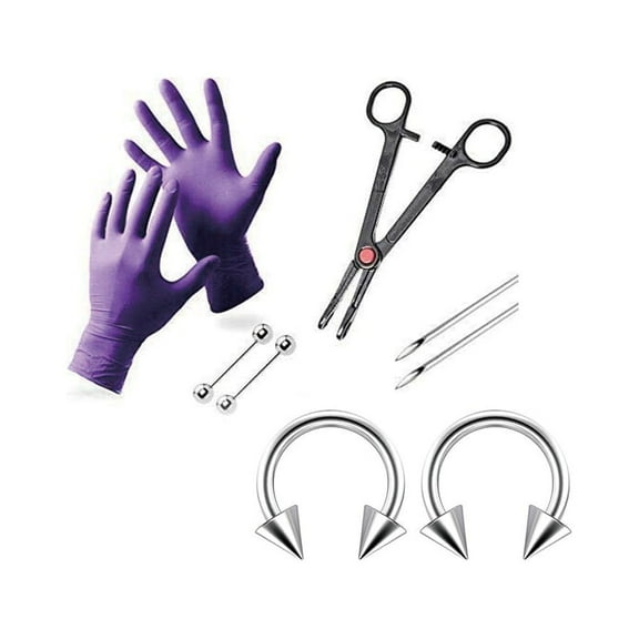 Luxe Modz Nipple Piercing Kit For Men Women with 2 Nipple Rings Spikes Picked  Gloves, Needles, Tool, & Barbells