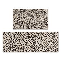 Black and Tan Leopard Print Kitchen Rugs Sets Of 2,Anti Fatigue Kitchen Mat Rugs Non Slip Washable,Decorative Kitchen Floor Mats for Kitchen,Sink,Laundry,17"x30" 17"x47"