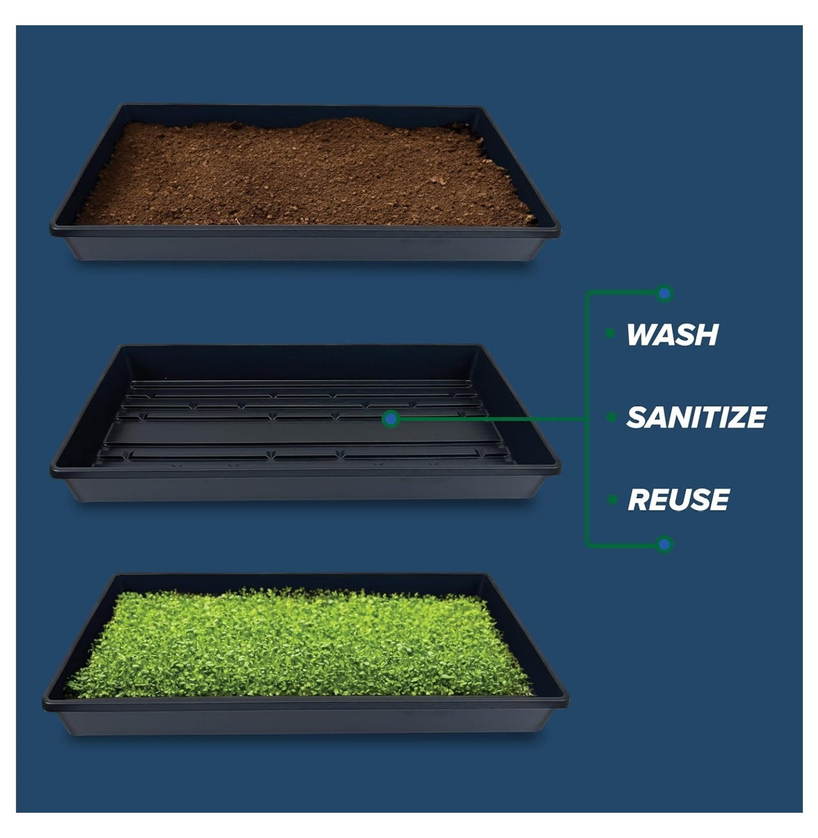 Plant Growing Trays No Drain Holes XYT 20x10-Inch for Seed Starter Indoor Microgreens 10 Pack
