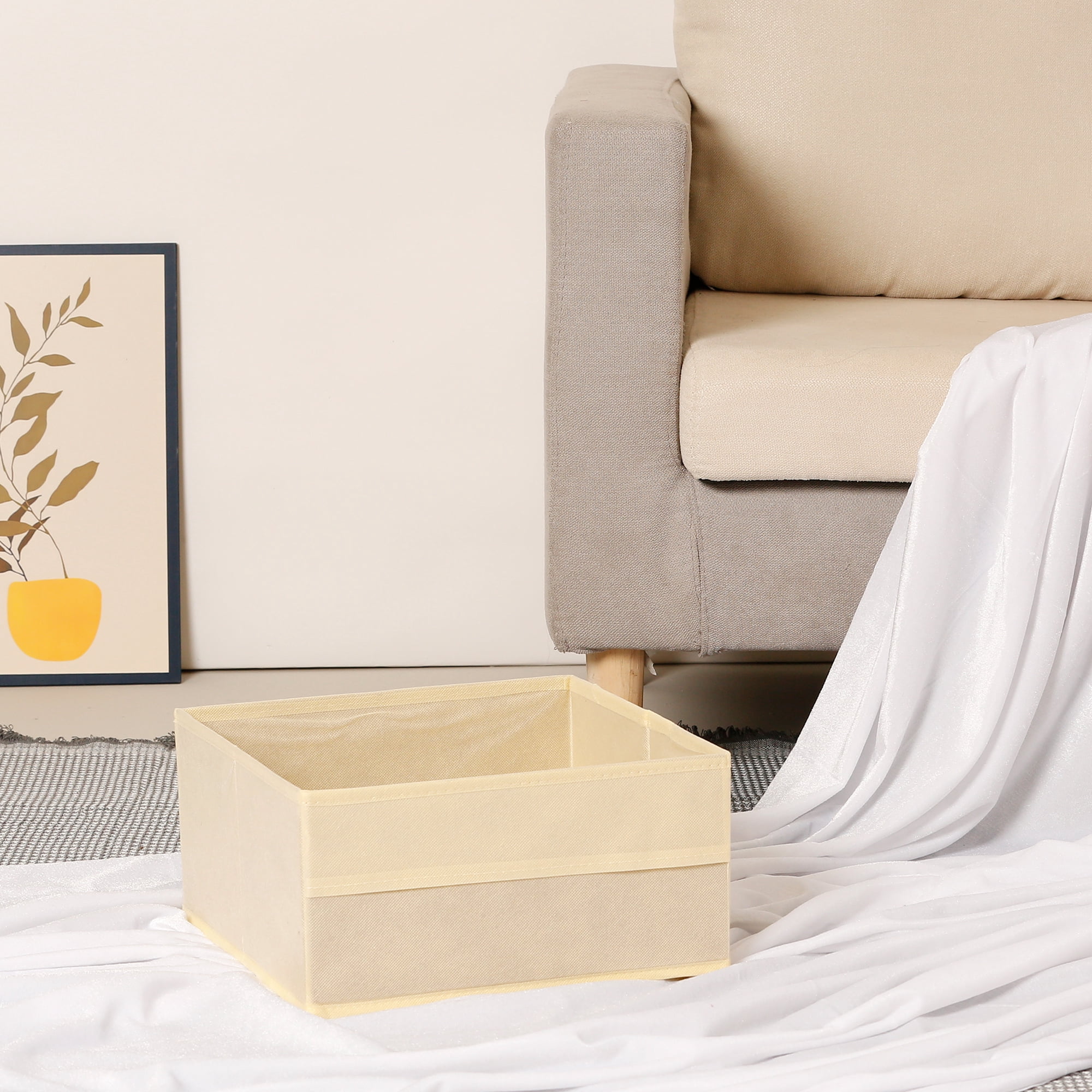 REGALWOVEN Collapsible Fabric  Storage Cube, Storage Bin for Shelves Closet, Storage Basket Apricot 12*12*6in