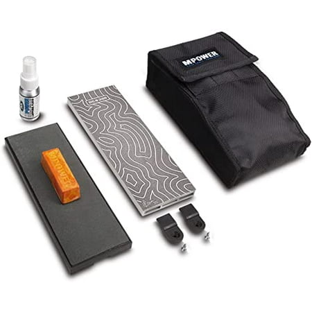 

MPOWER - 8 Professional Modular Diamond Bench Stone - Single Sided 300# - On-Board Leather Strop - Polishing Wax - Lapping Fluid - Cleaning Block & Storage Case