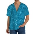 thumbnail image 3 of Haiem Blue Glitter Men's Casual Shirts Short Sleeve Button Down Shirts Fashion Textured Summer Beach Shirt-4X-Large, 3 of 7