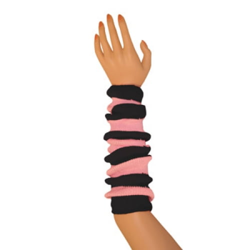 Striped Arm Warmers (tube) Baby Pink/Black 16 "