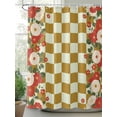 thumbnail image 2 of Shower Curtain Japanese Style Flowers Bathroom Curtains with Hooks, Waterproof Fabric Harmony Yellow Buffalo Plaid Bath Shower Curtains Set for Bathroom Bathtubs Decor 72x72 Inch, 2 of 8