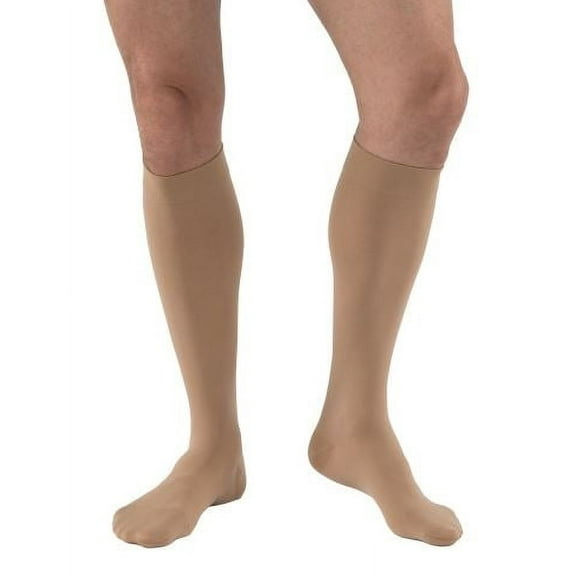 JOBST Relief Compression Stockings 30-40 mmHg Knee High Silicone Dot Band Closed Toe, Small / Beige