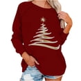 thumbnail image 2 of Meichang Chandails de Noël pour Femmes Raglan Chemises Tendance Arbre de Noël Graphique Chandails Automne Hiver Col Rond Chandail Tops, 2 of 7