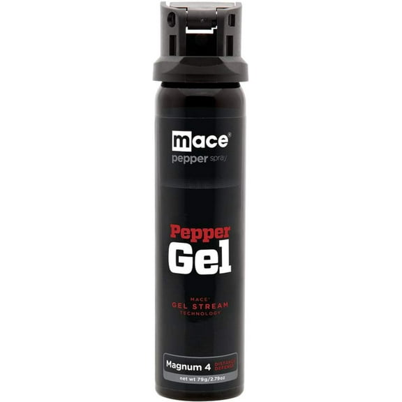 Mace Brand Magnum 4 Pepper Gel, 2.79 oz, 20 Feet Range, No Wind Blowback, Max Strength 10% OC Formula, Long Lasting UV Dye, Flip Top Safety Cap, Self Defense Pepper Spray Gel for Women & Men - Black