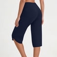 thumbnail image 5 of VBVC Women's High Waisted Split Hem Capri Pants,Stretchy Wide Leg Yoga Bottoms For Women,Ladies Tummy Control Cropped Trousers with Pockets,Navy,S-2XL, 5 of 6