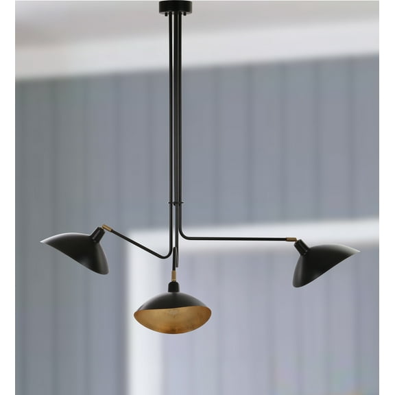 Safavieh Lewis 3-Light Mid-Century Metal Pendant Lamp, Black