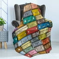 thumbnail image 4 of Modern Soft Flannel Fleece Throw Blanket, Colorful Suitcases Background Vintage Travel Voyage Holiday Themed Design, Cozy Plush for Indoor and Outdoor Use, 50" x 60", Multicolor, by Ambesonne, 4 of 5