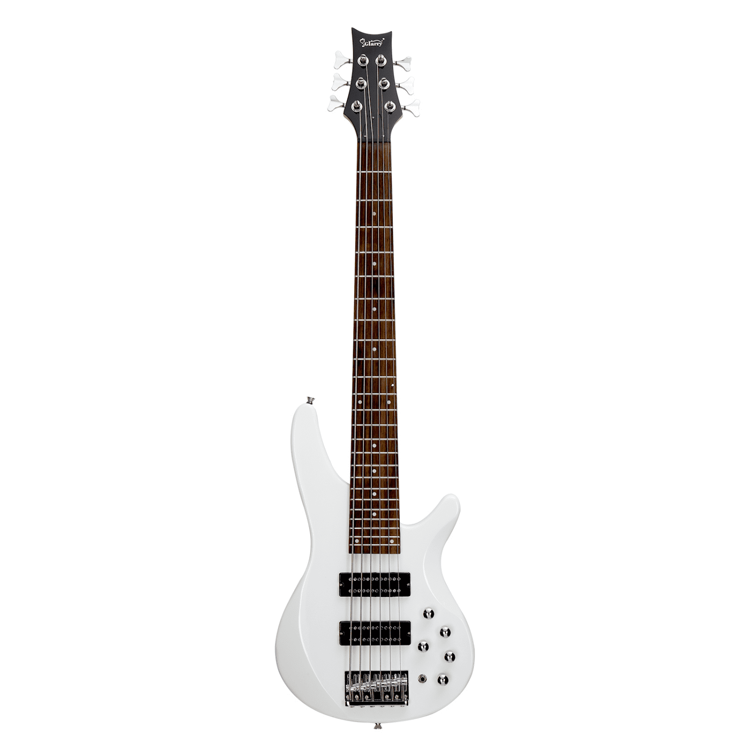 Hassch 6 String Electric Bass Guitar with Bag, Beginner Bass Guitar with Strap and Other Accessories for Starters, White