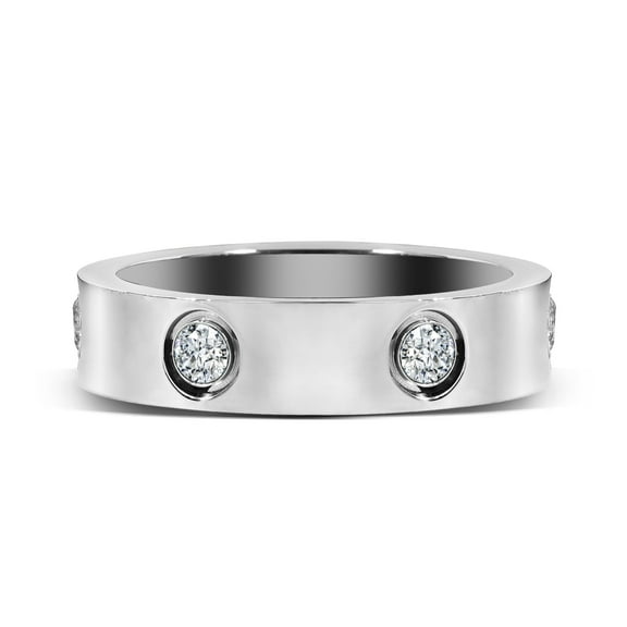 JeenMata Classic Fashion Band - Flush Bezel Anniversary Ring - Meaningful Gift for Women in White Gold Plating