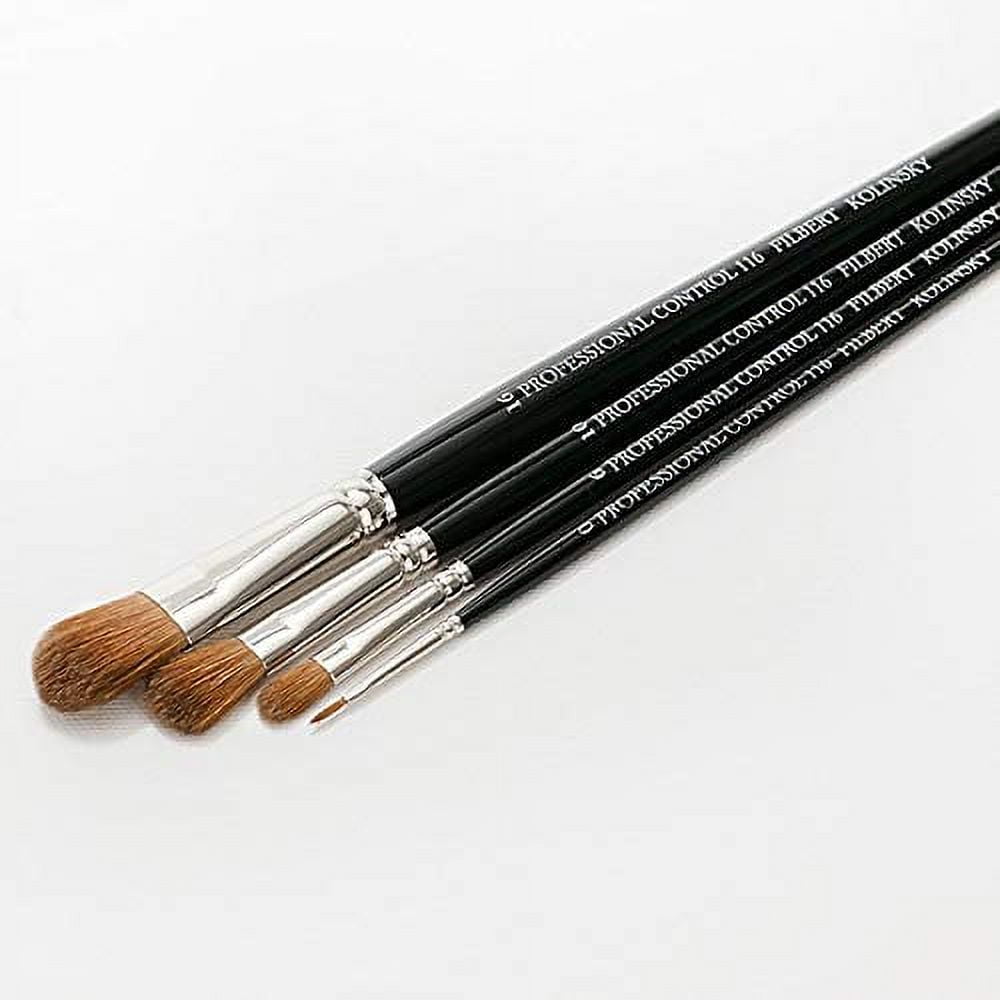 New York Central Professional Control Oil Brushes - Luxury Professional Brushes for Oil Paint, Artists, Superior Control, & More! - [Kolinsky Sable Almond Filbert - Size 4]