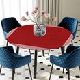 thumbnail image 3 of Red Geometric Round Fitted Tablecloth with Elastic Edge, Waterproof Table Cloth Table Cover for 55"-60" Tables, White Greek Key Design Abstract Modern Art Tablecloths for Dining Picnic Indoor Outdoor, 3 of 9
