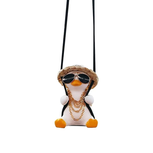 Adorno colgante para coche de pato oscilante | Bonito espejo de coche de pato columpio de Anime, colgante de espejo retrovisor de coche bonito, pato columpio oso de fresa Hogar