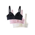 thumbnail image 2 of INSPIRAR CHIC Sujetador Básico Cómodo Suave Elástico de Cobertura Completa Sin Aros para el Día a Día 3 Pcs Negro + Crema + Rosa - Rayas 40/90 Talla 36A 36B, 2 of 5
