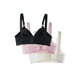 thumbnail image 2 of INSPIRAR CHIC Sujetador Básico Cómodo Suave Elástico de Cobertura Completa Sin Aros para el Día a Día 3 Pcs Negro + Crema + Rosa - Rayas 40/90 Talla 36A 36B, 2 of 5