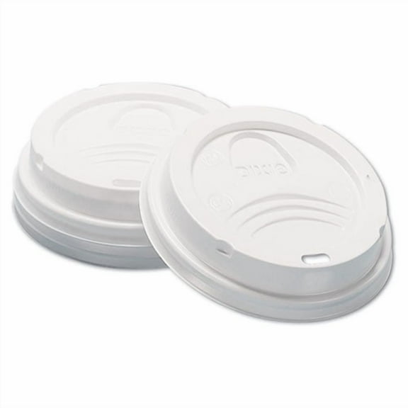 Dome Hot Drink Lids, Fits 8 oz Hot Cups, Plastic, White, 100/Sleeve, 10 Sleeves/Carton | Bundle of 2