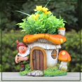thumbnail image 1 of Cute Gnome with Mushroom House Flower Pot Planter, 1 of 1
